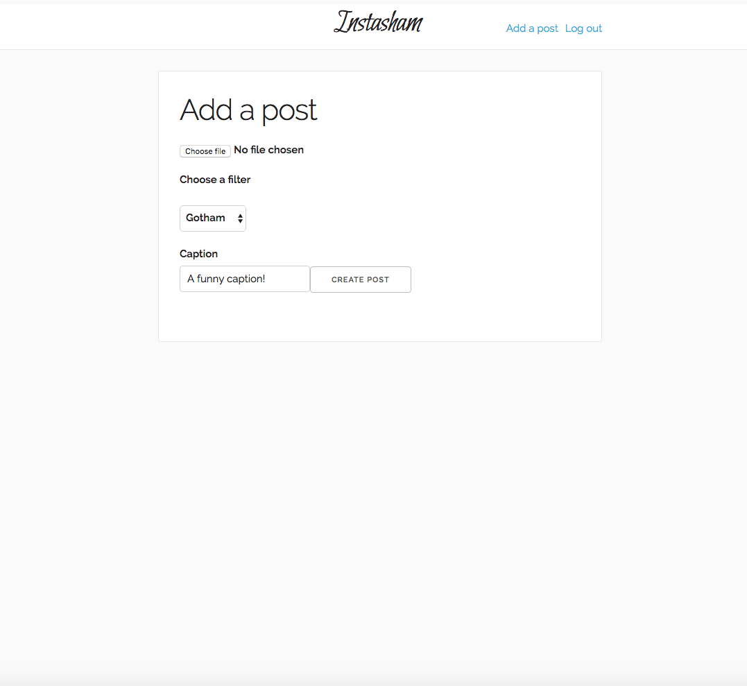 Instasham - Add a post
